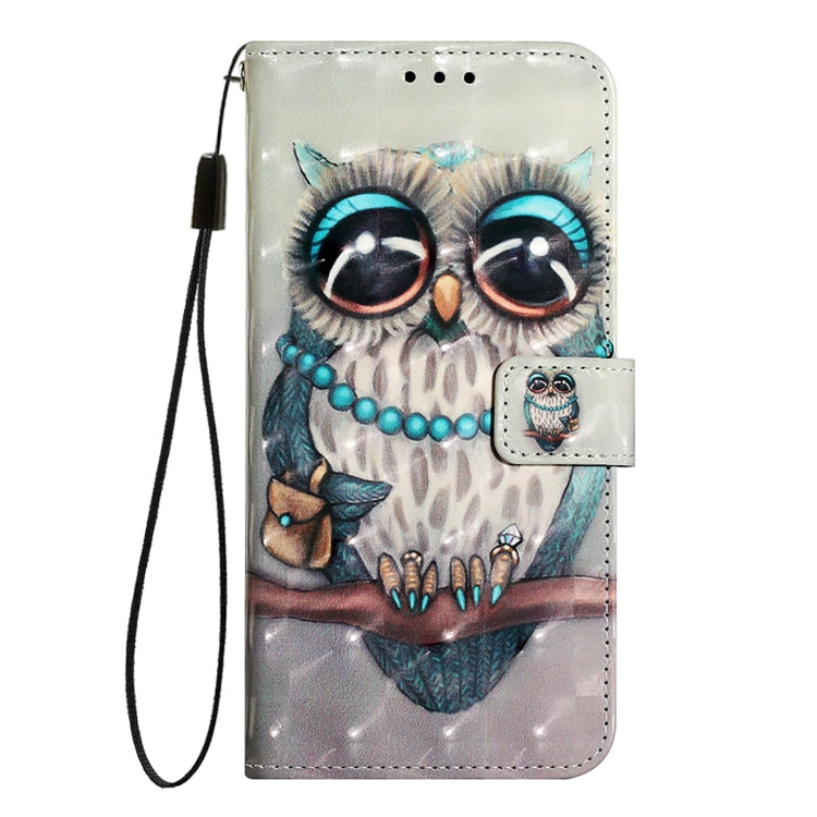 For iPhone 16e 3D Painting Horizontal Flip Leather Phone Case(Grey Owl) by bashfashion