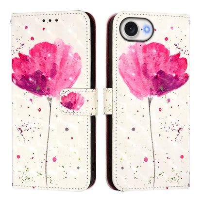 For iPhone 16e 3D Painting Horizontal Flip Leather Phone Case(Flower) by bashfashion