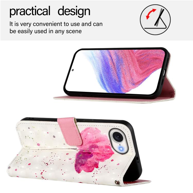 For iPhone 16e 3D Painting Horizontal Flip Leather Phone Case(Flower) by bashfashion