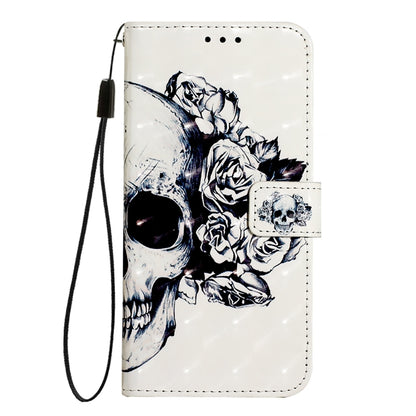 For iPhone 16e 3D Painting Horizontal Flip Leather Phone Case(Skull) by bashfashion