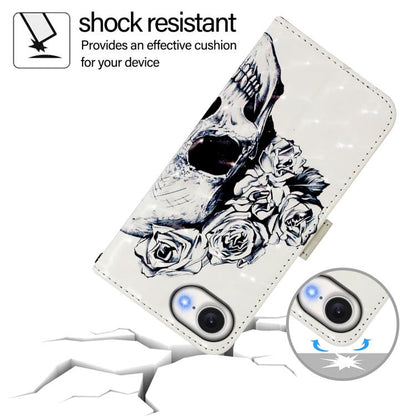 For iPhone 16e 3D Painting Horizontal Flip Leather Phone Case(Skull) by bashfashion