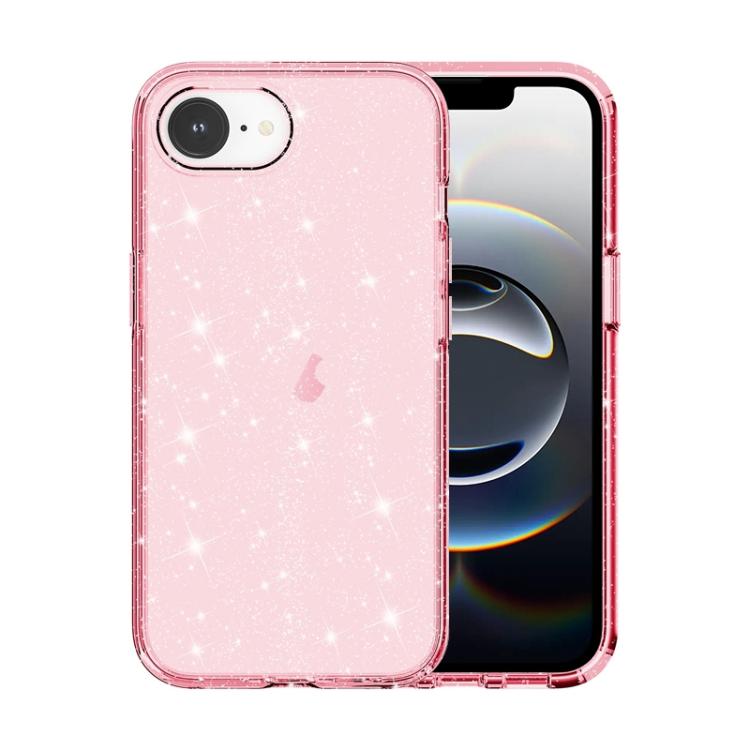 For iPhone 16e Shockproof Terminator Glitter Powder Phone Case(Pink) by bashfashion
