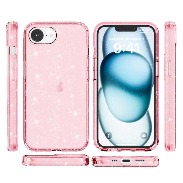 For iPhone 16e Shockproof Terminator Glitter Powder Phone Case(Pink) by bashfashion