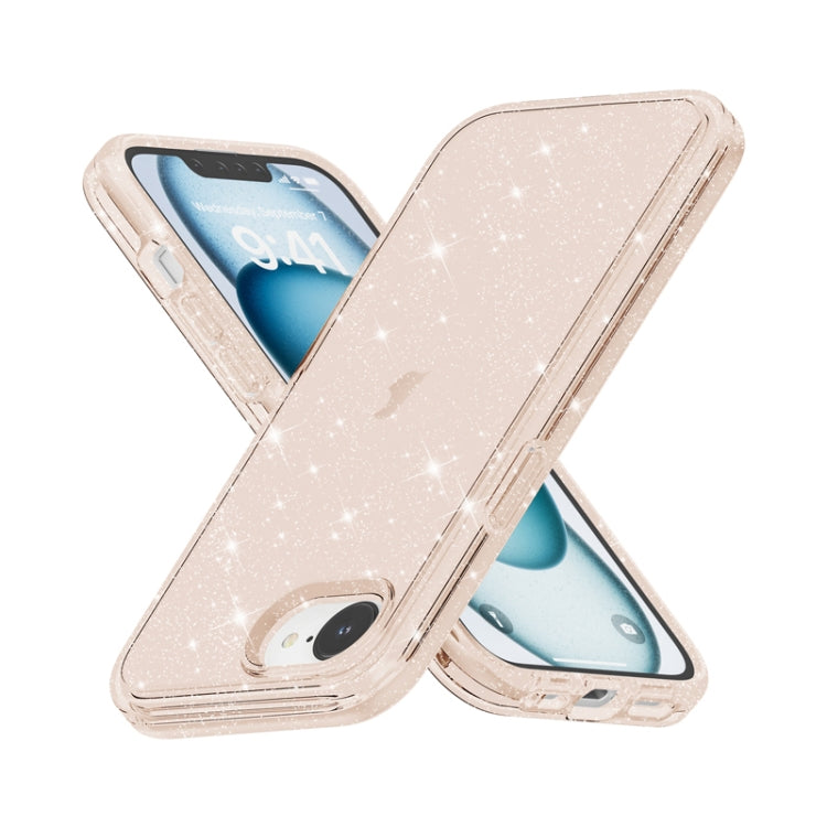 For iPhone 16e Shockproof Terminator Glitter Powder Phone Case(Gold) by bashfashion