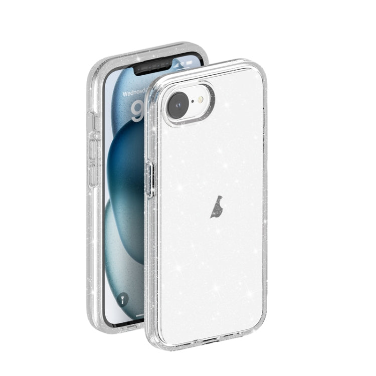 For iPhone 16e Shockproof Terminator Glitter Powder Phone Case(White) by bashfashion