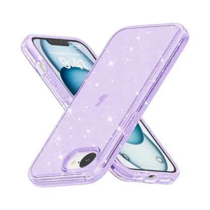 For iPhone 16e Shockproof Terminator Glitter Powder Phone Case(Purple) by bashfashion