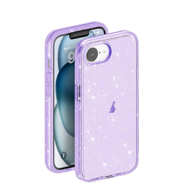 For iPhone 16e Shockproof Terminator Glitter Powder Phone Case(Purple) by bashfashion