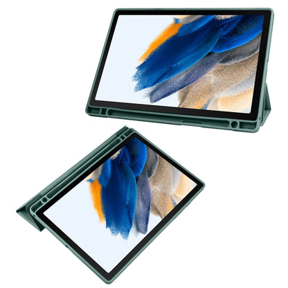 For Samsung Galaxy Tab A8 3-folding Acrylic Smart Leather Tablet Case(Dark Green) by bashfashion