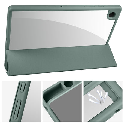 For Samsung Galaxy Tab A8 3-folding Acrylic Smart Leather Tablet Case(Dark Green) by bashfashion