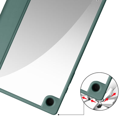 For Samsung Galaxy Tab A8 3-folding Acrylic Smart Leather Tablet Case(Dark Green) by bashfashion
