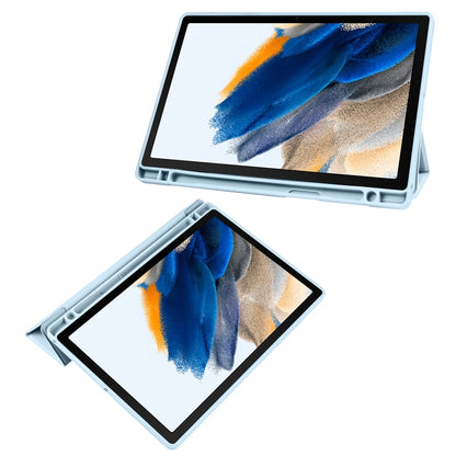 For Samsung Galaxy Tab A8 3-folding Acrylic Smart Leather Tablet Case(Ice Blue) by bashfashion