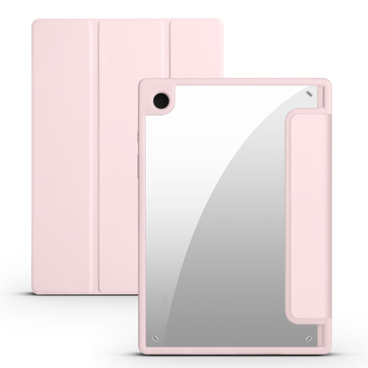 For Samsung Galaxy Tab A8 3-folding Acrylic Smart Leather Tablet Case(Pink) by bashfashion
