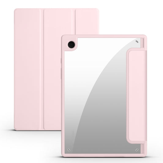For Samsung Galaxy Tab A8 3-folding Acrylic Smart Leather Tablet Case(Pink) by bashfashion