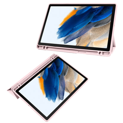 For Samsung Galaxy Tab A8 3-folding Acrylic Smart Leather Tablet Case(Pink) by bashfashion
