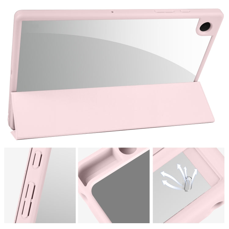 For Samsung Galaxy Tab A8 3-folding Acrylic Smart Leather Tablet Case(Pink) by bashfashion