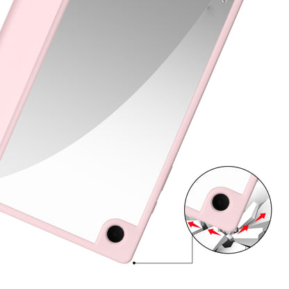 For Samsung Galaxy Tab A8 3-folding Acrylic Smart Leather Tablet Case(Pink) by bashfashion