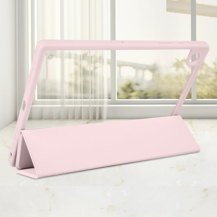For Samsung Galaxy Tab A8 3-folding Acrylic Smart Leather Tablet Case(Pink) by bashfashion