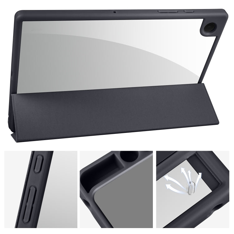 For Samsung Galaxy Tab A8 3-folding Acrylic Smart Leather Tablet Case(Black) by bashfashion
