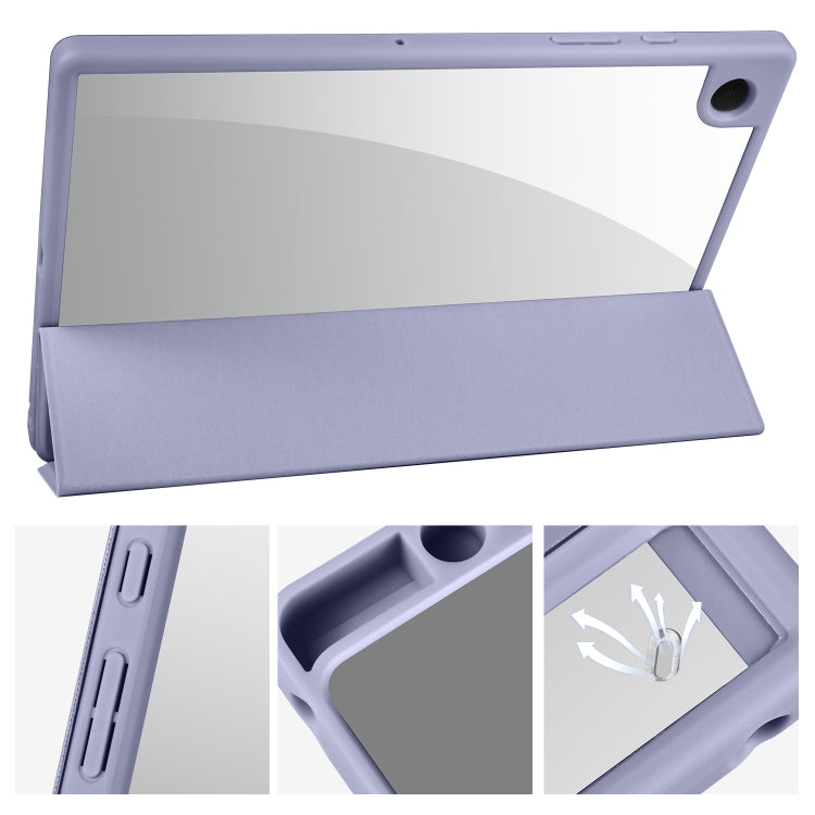 For Samsung Galaxy Tab A8 3-folding Acrylic Smart Leather Tablet Case(Lavender Purple) by bashfashion