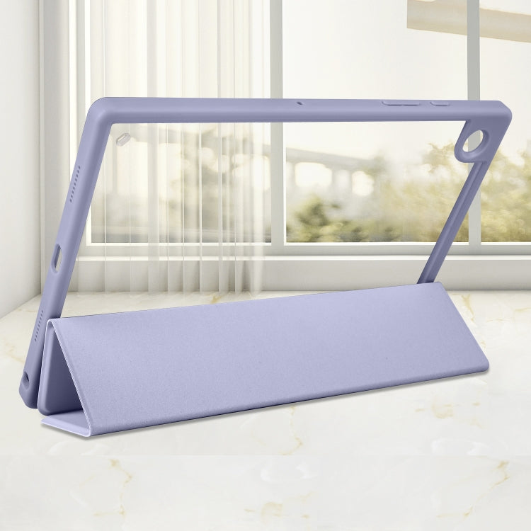 For Samsung Galaxy Tab A8 3-folding Acrylic Smart Leather Tablet Case(Lavender Purple) by bashfashion