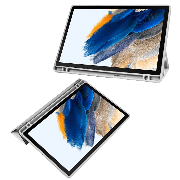 For Samsung Galaxy Tab A8 3-folding Acrylic Smart Leather Tablet Case(Grey) by bashfashion