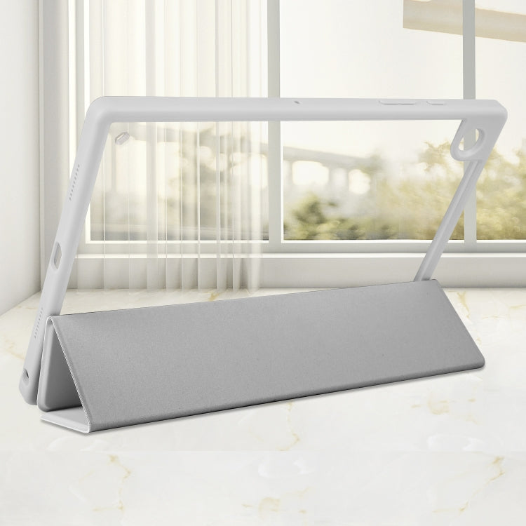 For Samsung Galaxy Tab A8 3-folding Acrylic Smart Leather Tablet Case(Grey) by bashfashion