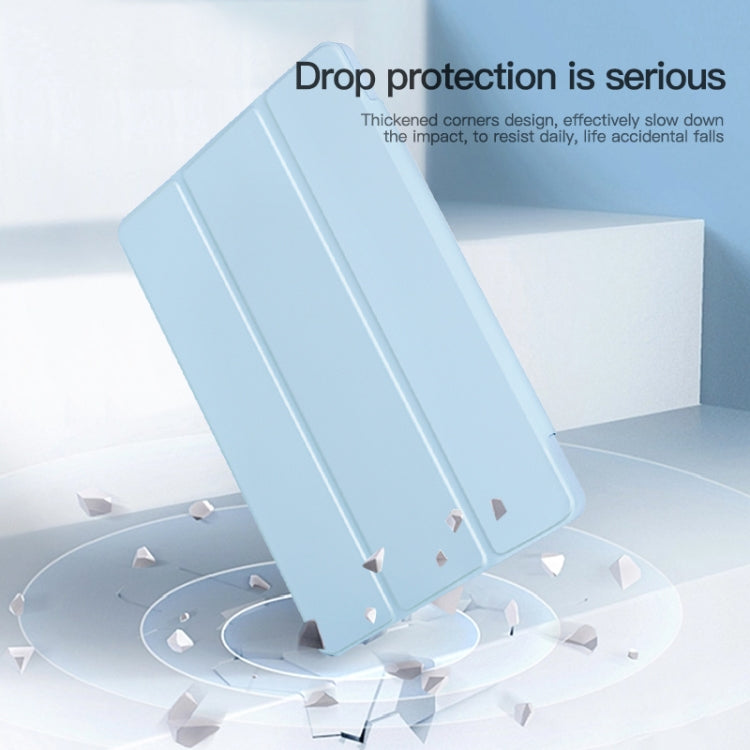 For Samsung Galaxy Tab S9 3-folding Acrylic Smart Leather Tablet Case(Ice Blue) by bashfashion