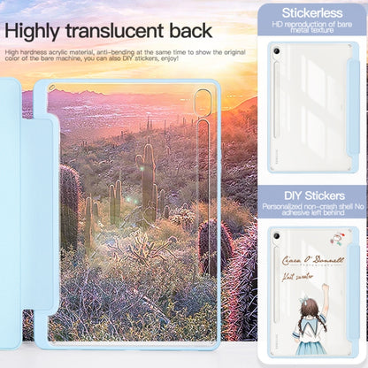 For Samsung Galaxy Tab S9 3-folding Acrylic Smart Leather Tablet Case(Ice Blue) by bashfashion