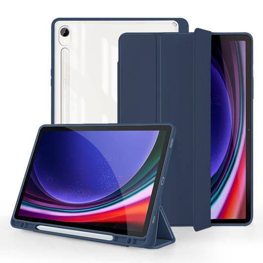 For Samsung Galaxy Tab S9 3-folding Acrylic Smart Leather Tablet Case(Dark Blue) by bashfashion