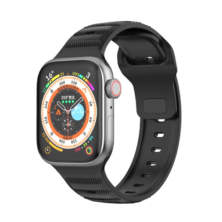 For Apple Watch 42mm Dot Texture Fluororubber Watch Band(Black) by bashfashion