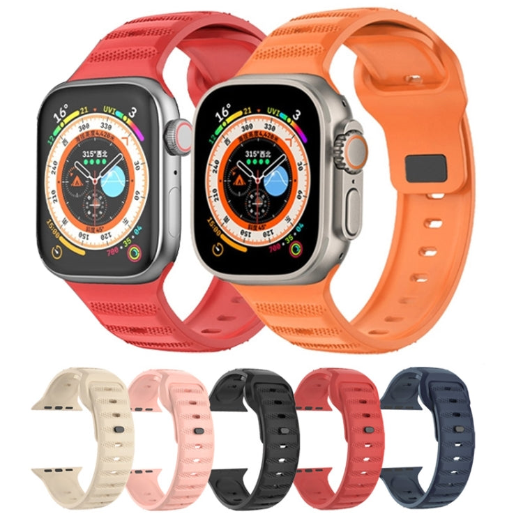 For Apple Watch 3 42mm Dot Texture Fluororubber Watch Band(Red) by bashfashion
