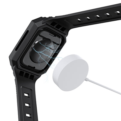 For Apple Watch Ultra 3 / 2 49mm PC Rugged Case Integrated TPU Watch Band(Blue) by bashfashion