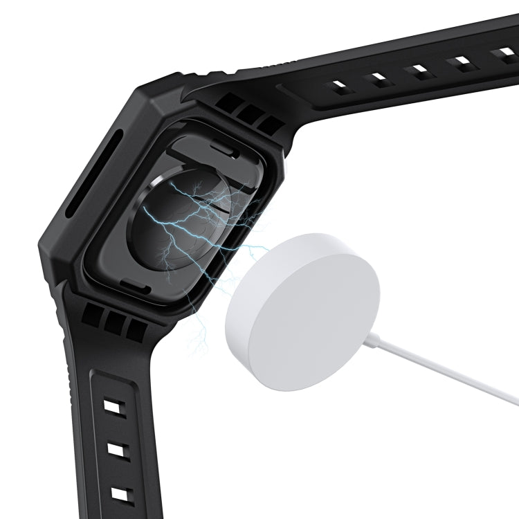 For Apple Watch SE 2025 / 2023 40mm PC Rugged Case Integrated TPU Watch Band(Black) by bashfashion
