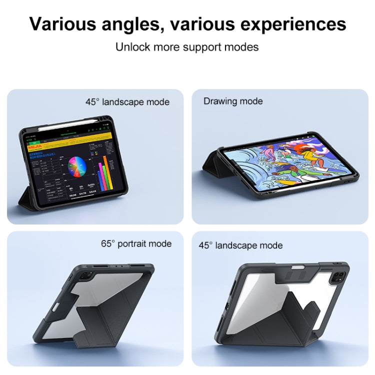 For iPad 2025 / 2022 Deformation Buckle Leather Smart Tablet Case(Black)