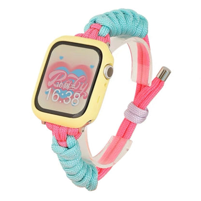 For Apple Watch 4 44mm Twist Knotted Nylon Watch Band(Mint Green Rose Red) by bashfashion