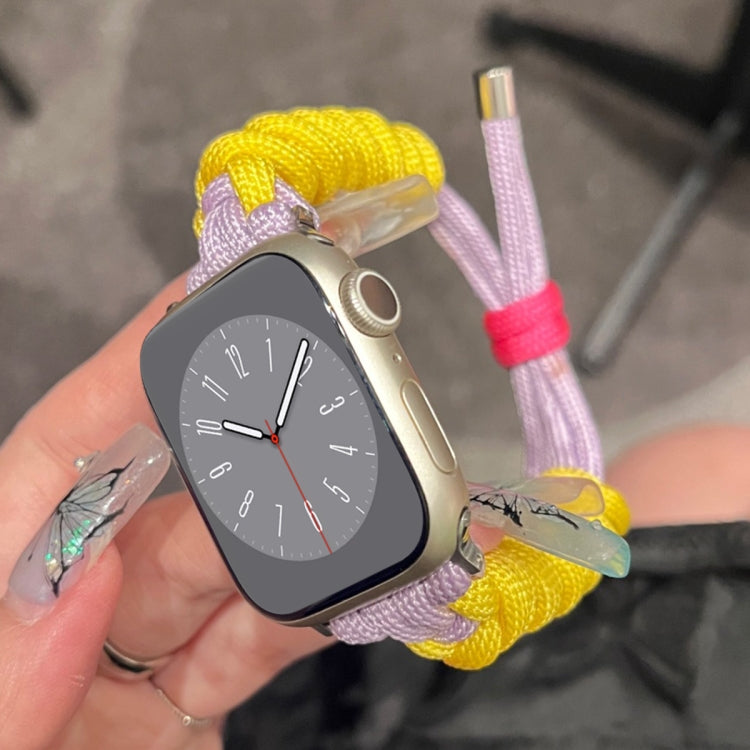 For Apple Watch Ultra 2 49mm Twist Knotted Nylon Watch Band(Yellow Purple) by bashfashion