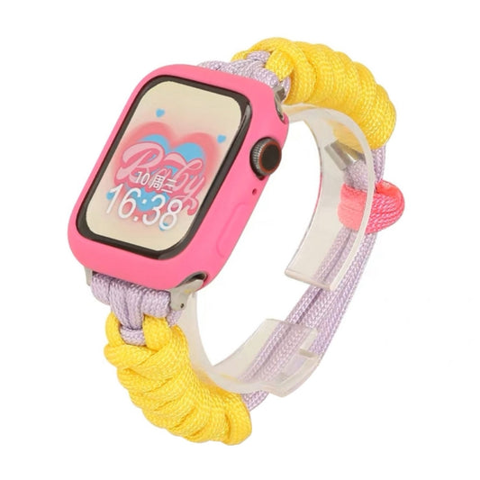 For Apple Watch 9 41mm Twist Knotted Nylon Watch Band(Yellow Purple) by bashfashion