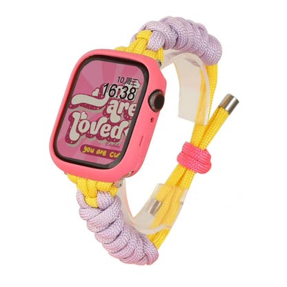 For Apple Watch SE 2023 44mm Twist Knotted Nylon Watch Band(Purple Yellow) by bashfashion