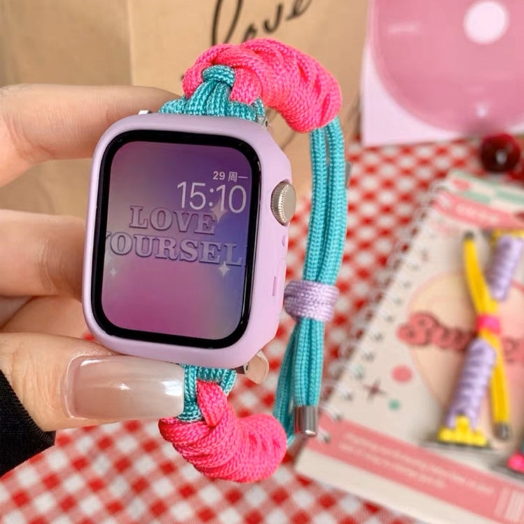 For Apple Watch SE 2023 40mm Twist Knotted Nylon Watch Band(Rose Red Mint Green) by bashfashion