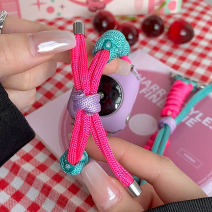 For Apple Watch SE 2023 44mm Twist Knotted Nylon Watch Band(Purple Yellow) by bashfashion