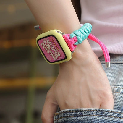 For Apple Watch 7 41mm Twist Knotted Nylon Watch Band(Rose Red Mint Green) by bashfashion