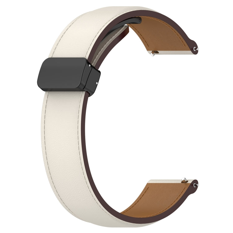 For Huawei Watch 4 / Watch 4 Pro Folding Buckle Genuine Leather Watch Band(Creamy White) by bashfashion