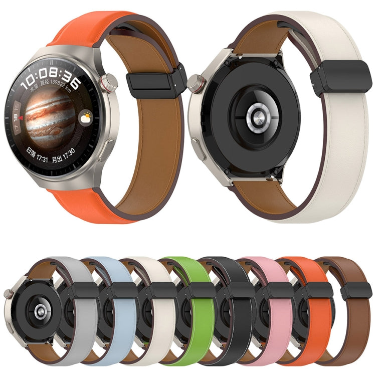 For Huawei Watch 4 / Watch 4 Pro Folding Buckle Genuine Leather Watch Band(Orange) by bashfashion