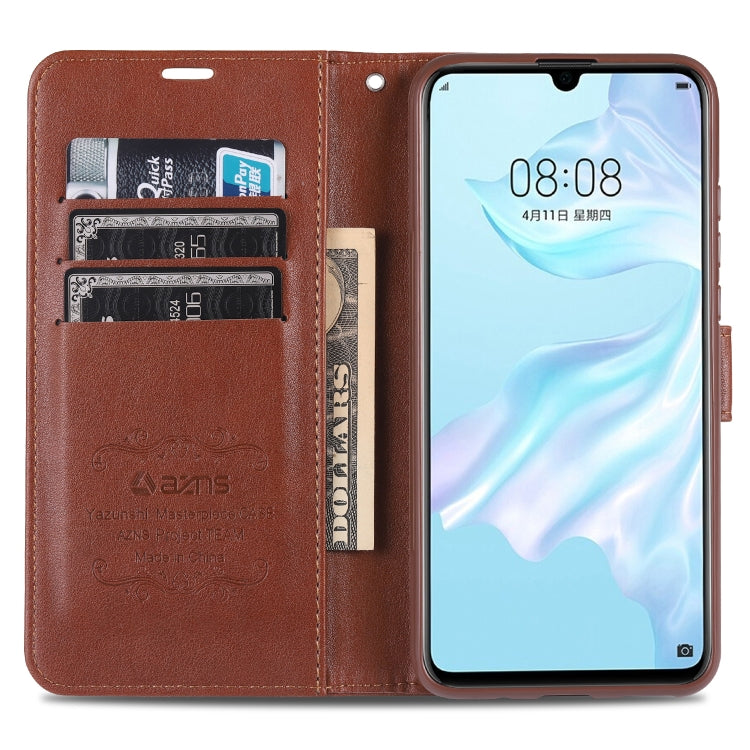 For Huawei Nova 5 / 5 Pro AZNS Sheepskin Texture Horizontal Flip Leather Case with Holder & Card Slots & Wallet(Brown) by AZNS