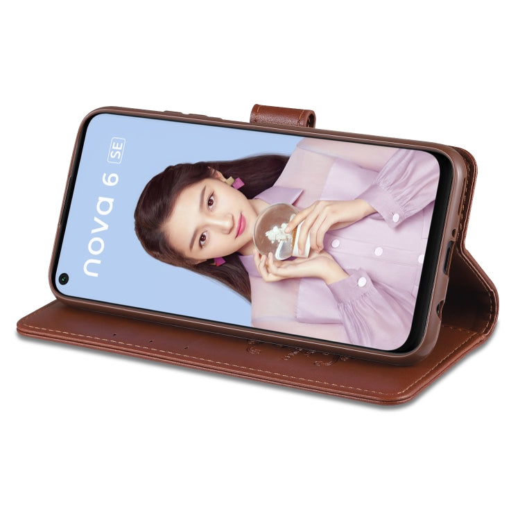 For Huawei Nova 6 SE AZNS Sheepskin Texture Horizontal Flip Leather Case with Holder & Card Slots & Wallet(Red) by AZNS