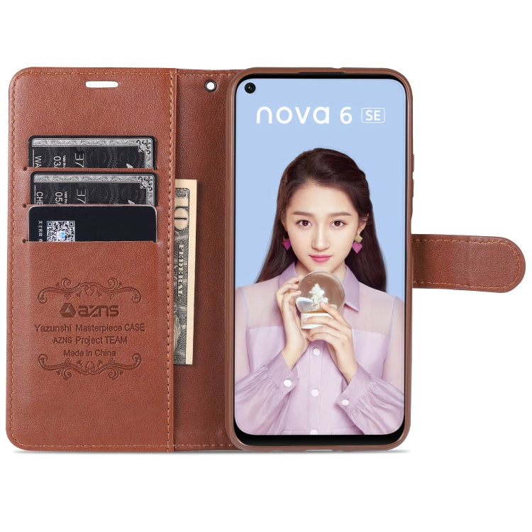 For Huawei Nova 6 SE AZNS Sheepskin Texture Horizontal Flip Leather Case with Holder & Card Slots & Wallet(Red) by AZNS