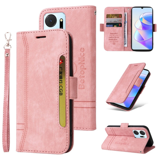 For Honor X7a / Play7T BETOPNICE Dual-side Buckle Leather Phone Case(Pink) by BETOPNICE