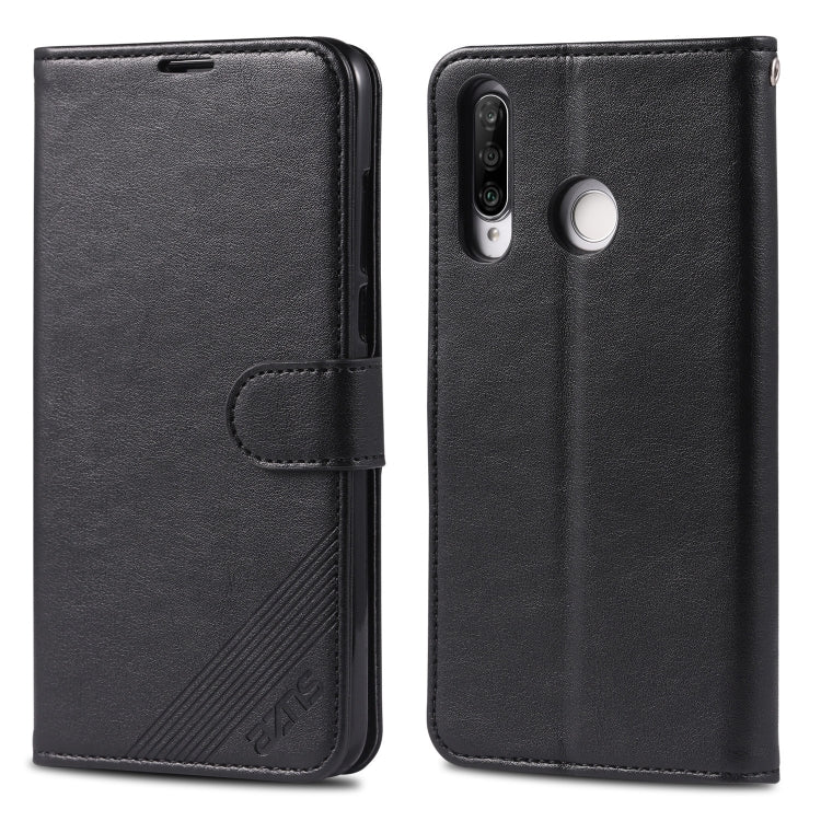 For Huawei P30 Lite / Nova 4E AZNS Sheepskin Texture Horizontal Flip Leather Case with Holder & Card Slots & Wallet(Black) by AZNS
