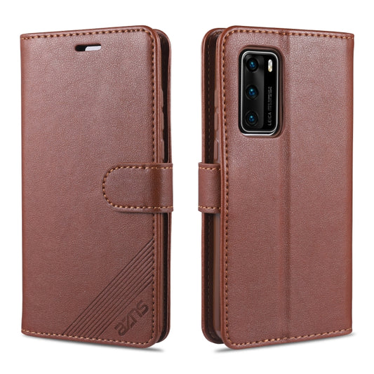 For Huawei P40 / P40 Pro AZNS Sheepskin Texture Horizontal Flip Leather Case with Holder & Card Slots & Wallet(Brown) by AZNS
