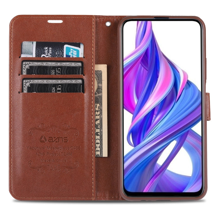 For Huawei Honor 9X AZNS Sheepskin Texture Horizontal Flip Leather Case with Holder & Card Slots & Wallet(Brown) by AZNS